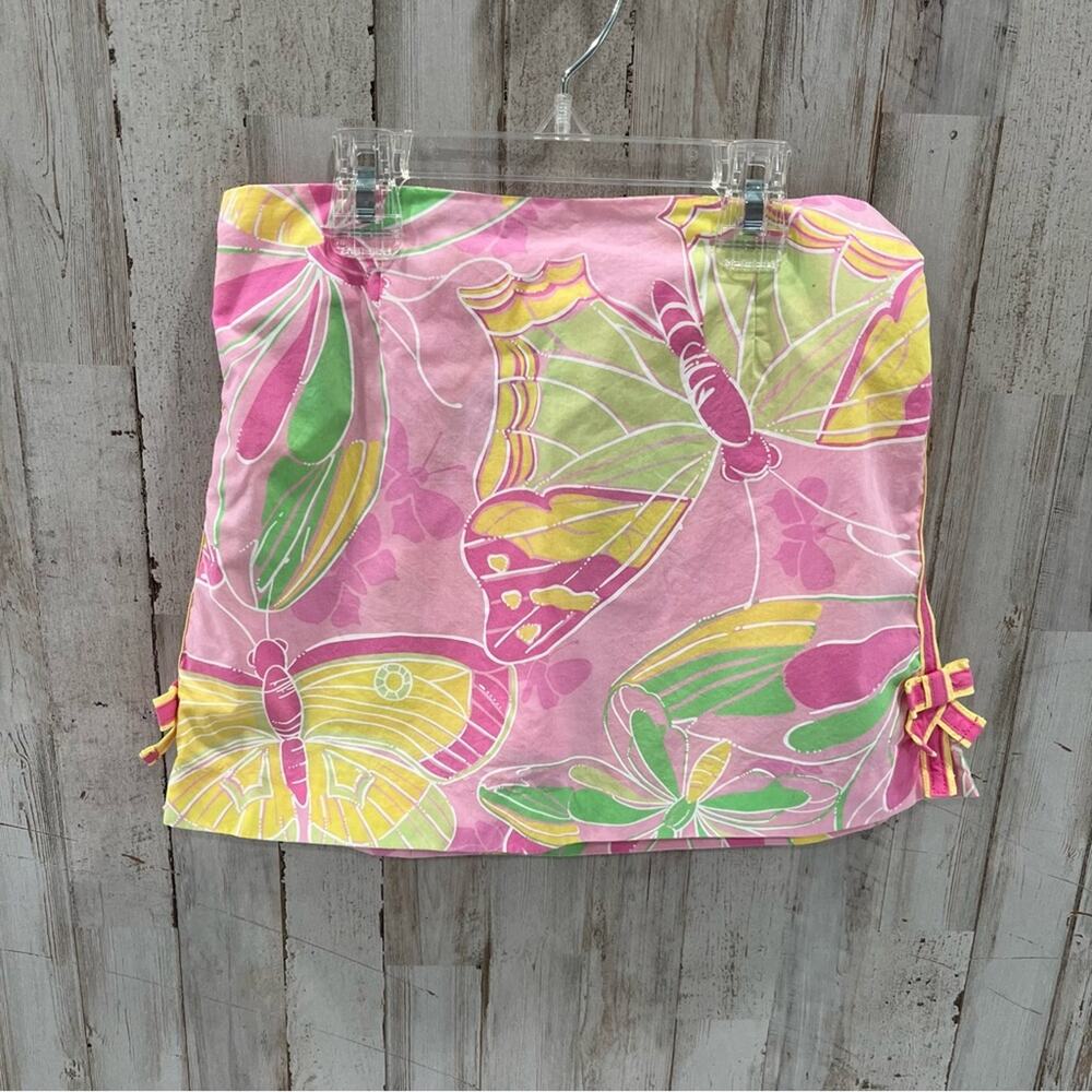 Lilly Pulitzer Girls Pink And Green Dragonfly Skort,‎ Ribbon And Bow Trim